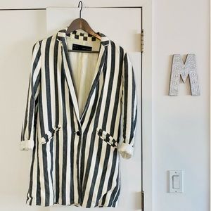Zara black and white stripe blazer - US 6 Small